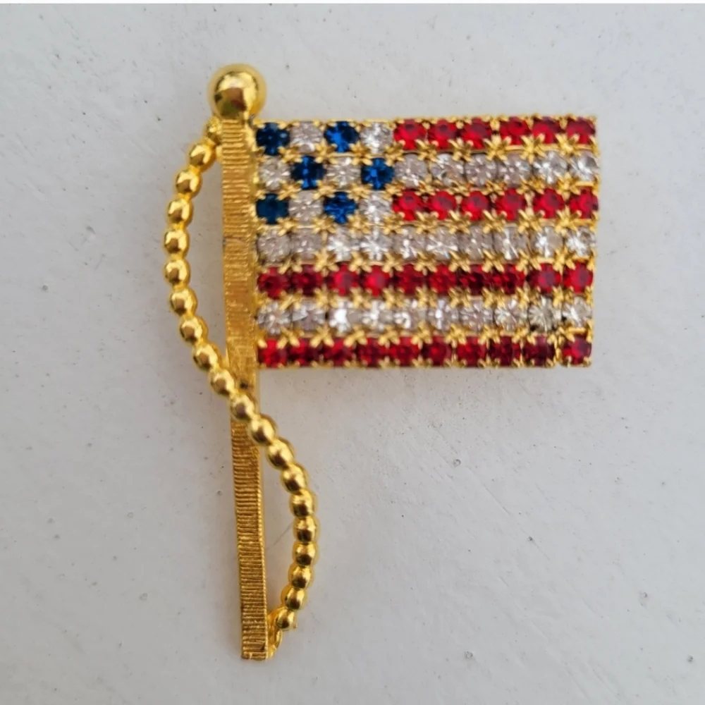 Patriotic Brooch Trio ~ Red, White & Blue ~ Flag, Apple, Circles ~ July 4th ~ US